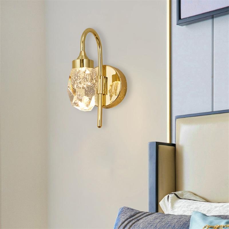 Изображение товара: OUFULA, современный настенный светильник, хрустальное бра, светодиодный настенный светильник для помещений, светильник, золотые роскошные украшения для спальни, гостиной, офиса