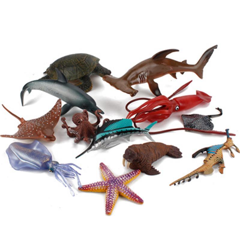 Изображение товара: Новое моделирование морского дна животных модель игрушки Фигурки кальмар Морская звезда дьявол рыбы осьминога пижамы с изображением животных, дельфинов; Фигурки из ПВХ, куклы игрушки для детей