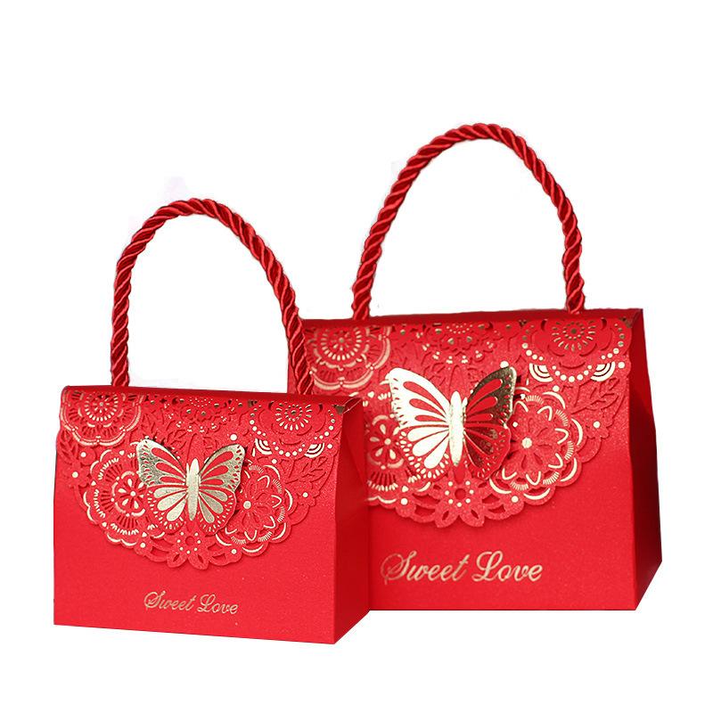 Изображение товара: 50 шт./лот, Свадебная коробка для конфет, креативная, резная, складная, Бабочка, Свадебная подарочная коробка, китайская Свадебная, изысканная коробка для конфет