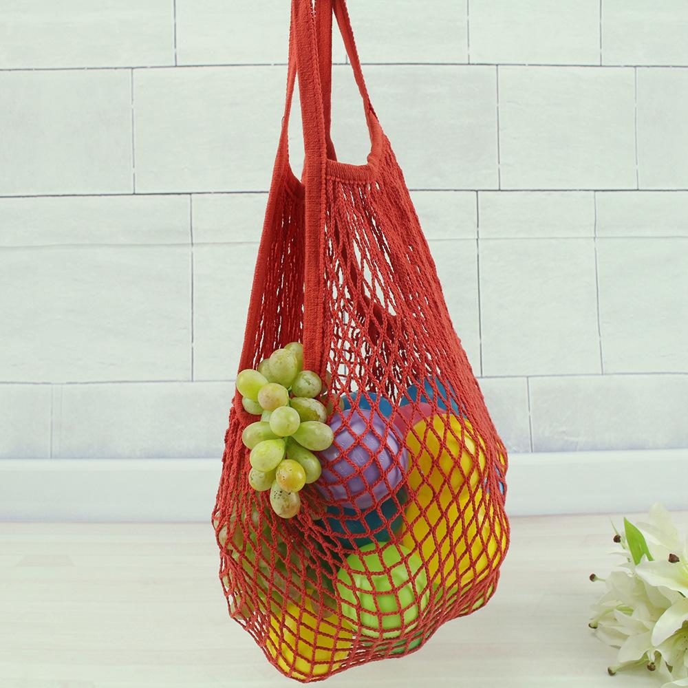Изображение товара: Многоразовая Сетчатая Сумка для покупок в виде фруктов, Хлопковая Сумка-тоут, сетчатая тканая сумка на плечо