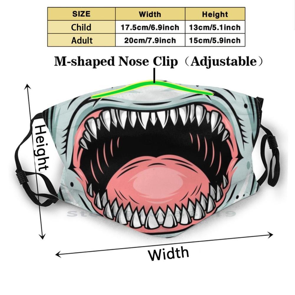 Изображение товара: Angry Shark рот печати многоразовая маска Pm2.5 фильтр маска для лица Дети акулы любовник челюсти молоток опасная акула
