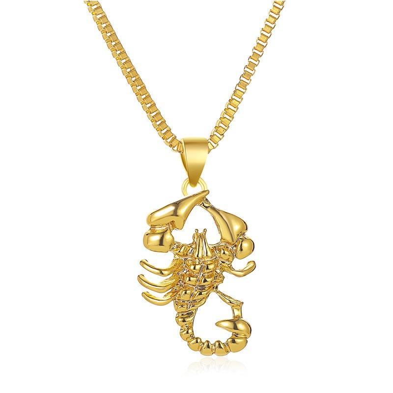 Изображение товара: Новое ожерелье Hello Miss в стиле хип-хоп, ретро ожерелье с отверстиями, подвеска в виде хипстерского скорпиона, цепочка на свитер, модное Золотое ожерелье
