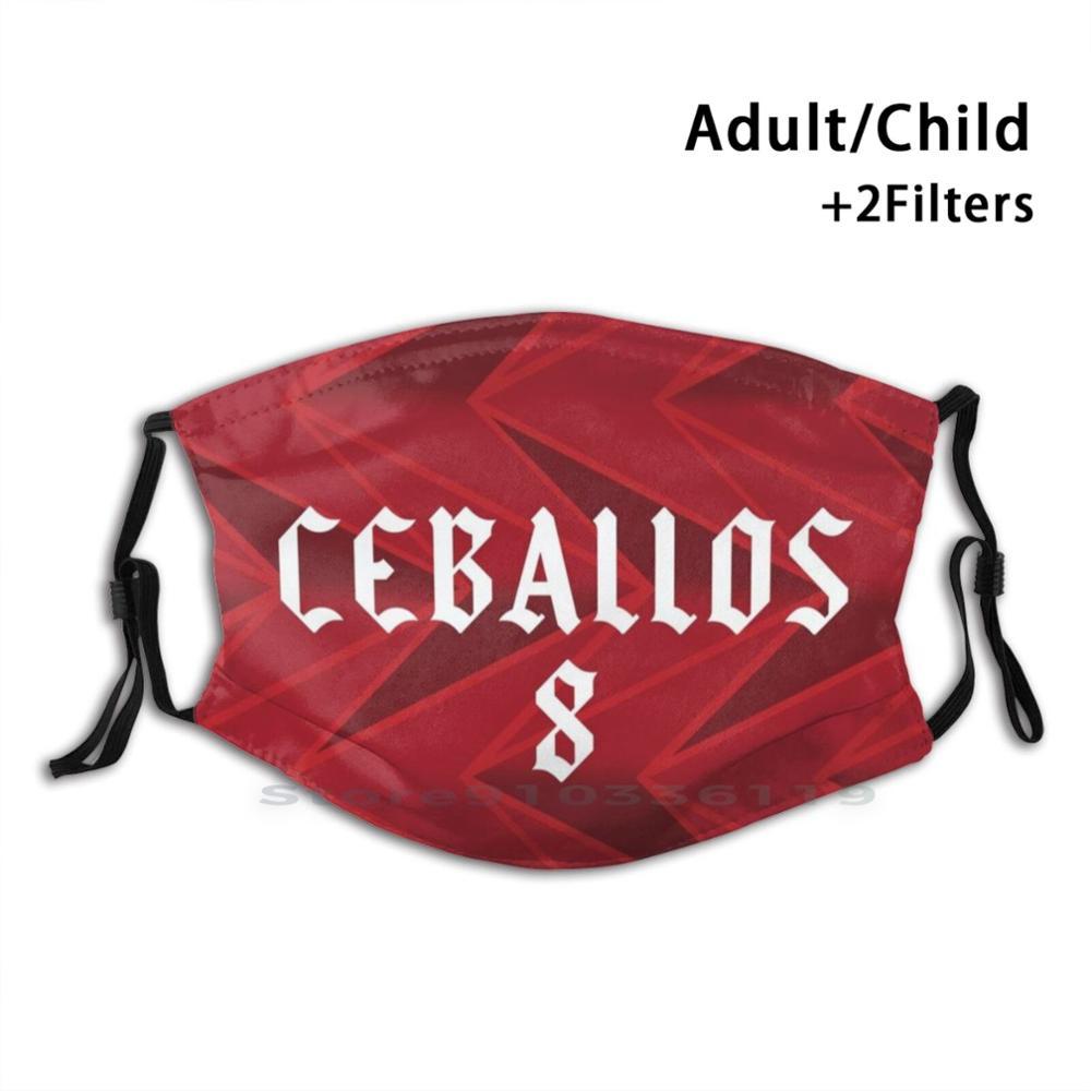 Изображение товара: Рубашка Ceballos 20 / 21 для взрослых и детей, моющаяся смешная маска для лица с фильтром, Ceballos 8 2020 2021 Gunners Red North London Soccer