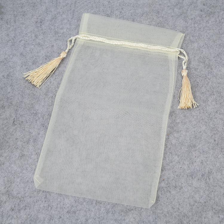 Изображение товара: Многоразовый нейлоновый мешок для ювелирных изделий, Упаковочная Сумка с кисточками, прозрачный карман на шнурке для хранения, кошелек для мелочи, 2 шт.