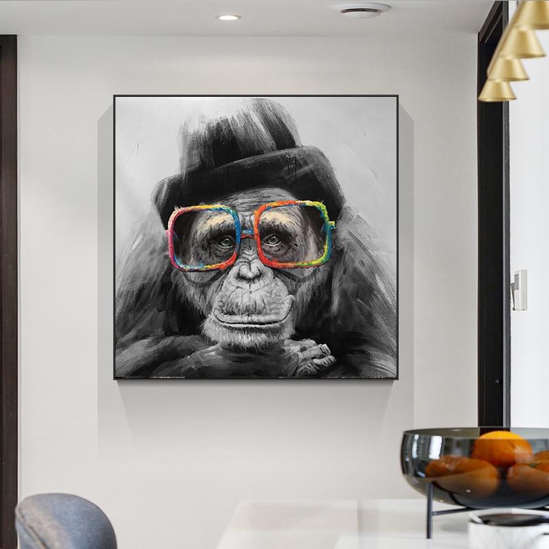 Изображение товара: Забавная обезьяна поп-стрит художественные плакаты и принты абстрактные животные граффити искусство холст настенные картины искусство картина домашний декор