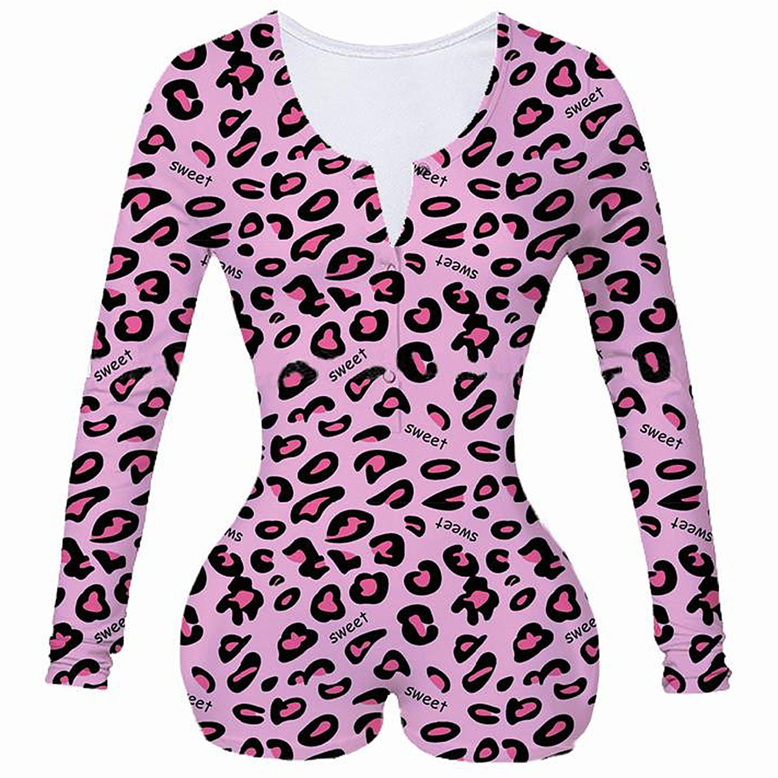 Изображение товара: Multiple Pattern Printed Slim Sexy One-piece Pajamas Women V Neck Sleepwear Print Women Jumpsuit Pijamas Romper Bodysuit 2020