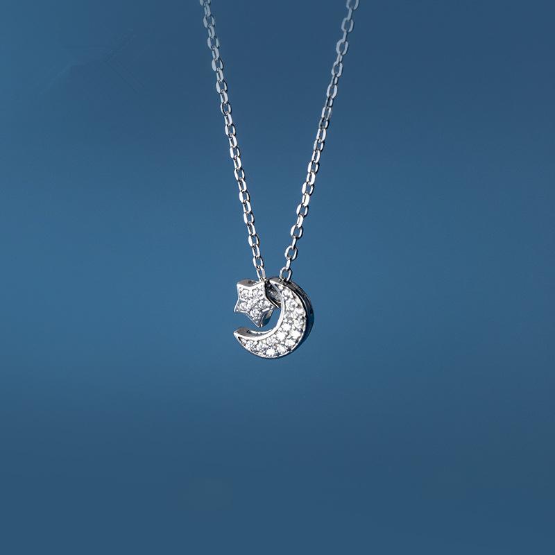 Изображение товара: Новое серебро 925 пробы, циркониевая подвеска Звезда Луна, ожерелье, подходит для женщин, изящное ювелирное изделие, подарок на день Святого Валентина