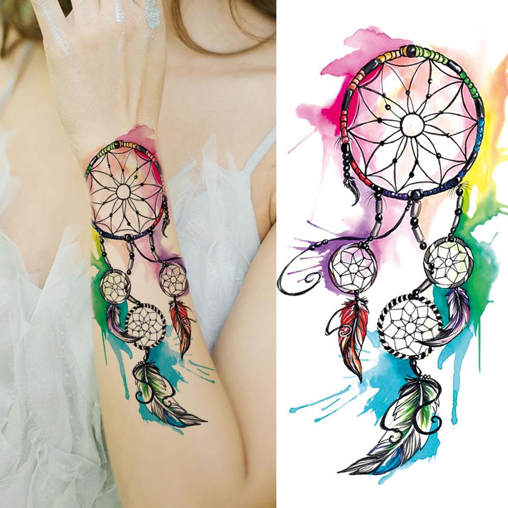 Изображение товара: Multicolor Feathers Leaf Temporary Tattoos For Women kids Fake Fox Dolphin ECG Infinity Tattoo Stickers Forearm Tatoos