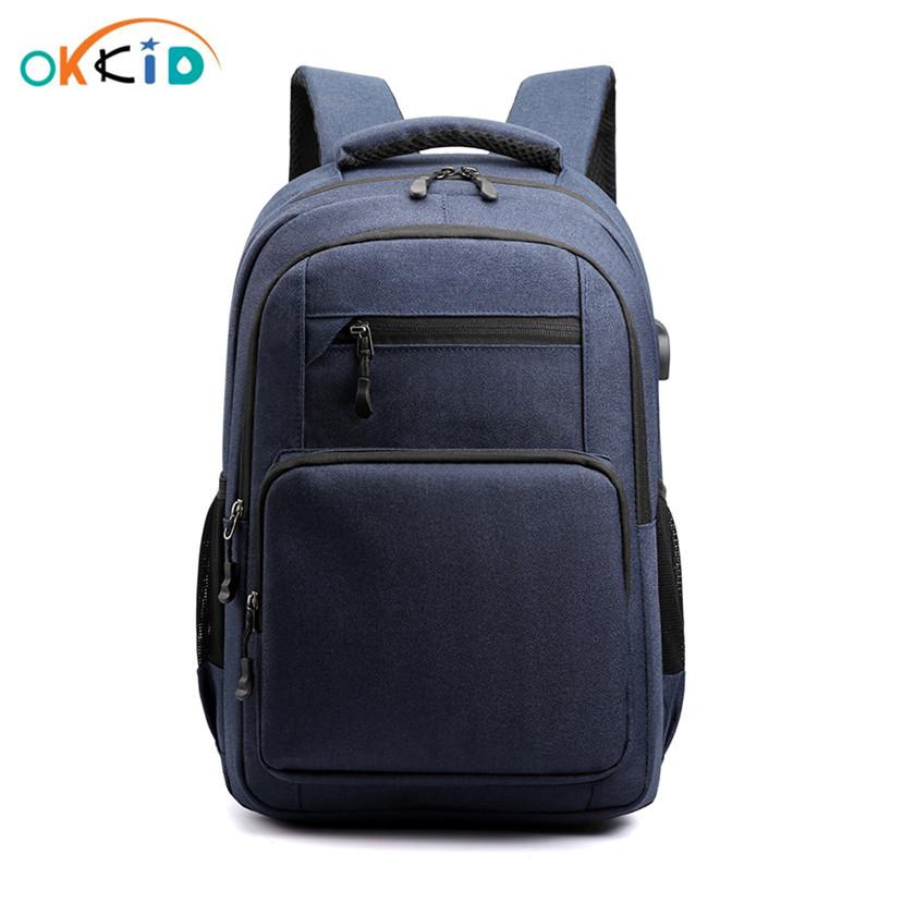 Изображение товара: Школьные ранцы OKKID для мальчиков-подростков, рюкзак для старших классов, водонепроницаемый дорожный портфель с usb-портом для книг для мужчин, школьные портфели