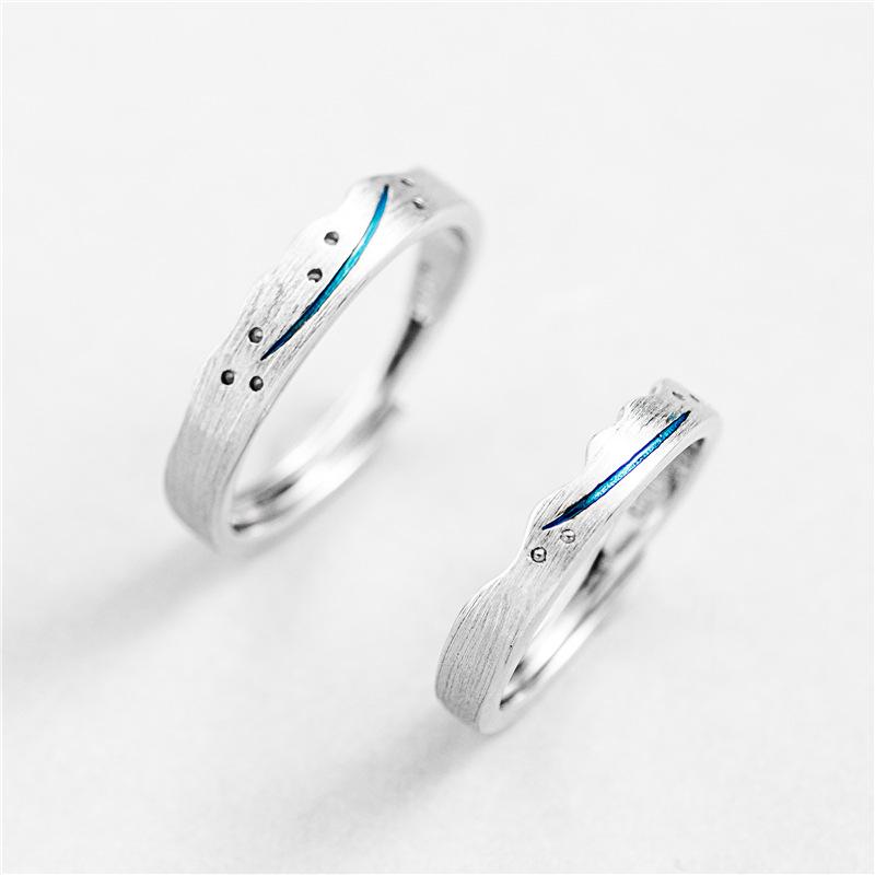 Изображение товара: Uloveido 925 пробы Серебряное оригинальное дизайнерское кольцо с метеоритом пара матовое простое индивидуальное кольцо с отверстием SALRG11