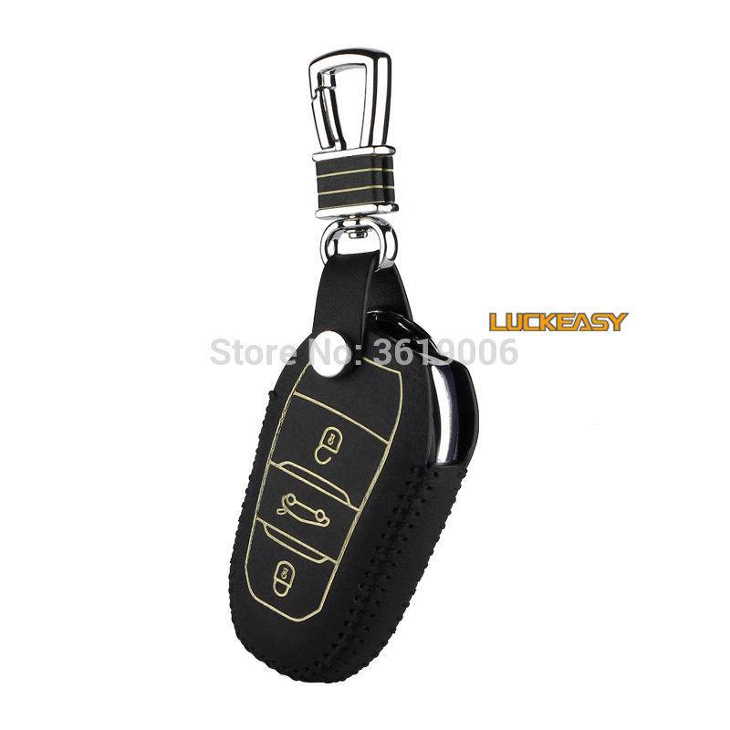 Изображение товара: Высококачественный кожаный чехол для дистанционного ключа LUCKEASY, чехол-держатель для Peugeot 301 408 508