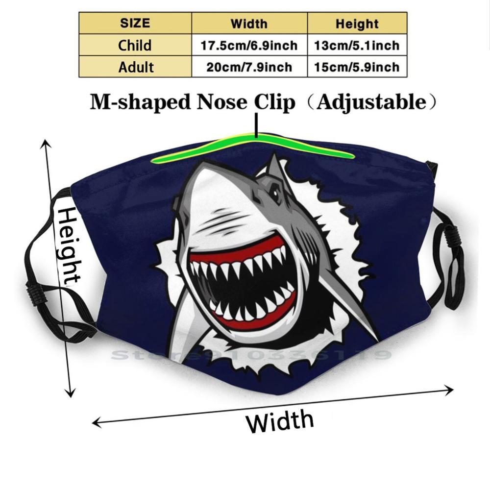 Изображение товара: Маски и наклейки. Детская моющаяся забавная маска для лица для взрослых с фильтром Акула опасность океан акула рот Акула белая акула море