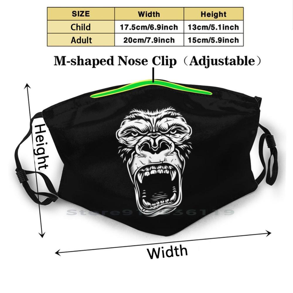 Изображение товара: Маска для лица Gorilla On White с принтом многоразовая маска Pm2.5 фильтр маска для лица детская обезьяна Gorilla Awesome Cool Animal Face Black