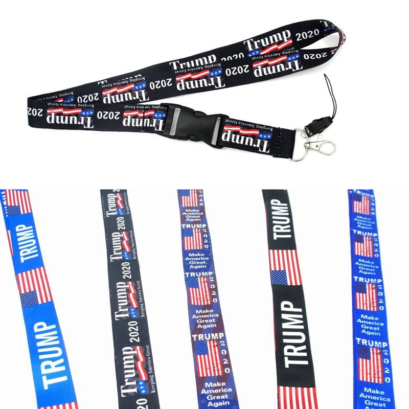 Изображение товара: Американский флаг Трампа, США, тканевый шнурок, шейный ремешок, зажим, черная полоса для автомобильных ключей, ID-карт, телефон, держатель значка