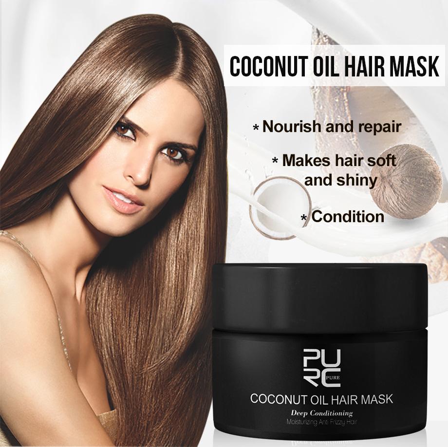 Изображение товара: Маска для волос с кокосовым маслом, 50 мл, восстанавливает повреждения, восстанавливает мягкость, хорошие или все типы волос, кератин Уход за волосами и кожей головы, для ухода за волосами