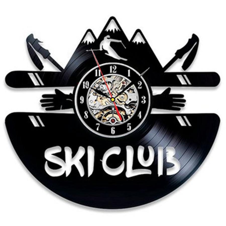Изображение товара: Настенные часы Sking с виниловой пластиной, винтажные виниловые украшения 3D в современном дизайне, подвесные часы для сноуборда, домашний декор для лыжного клуба