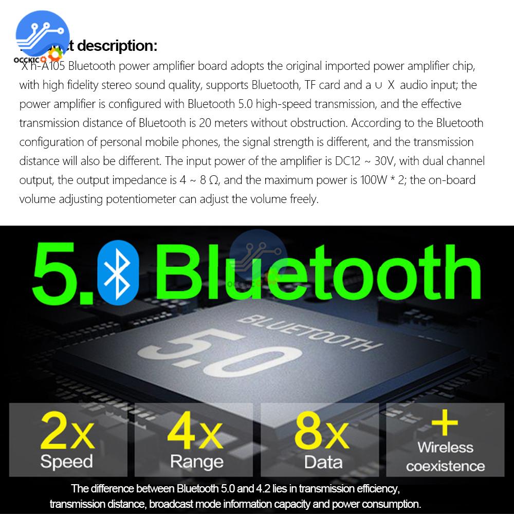 Изображение товара: Плата цифрового усилителя XH-A105 TDA7498, основная плата для музыкального усилителя 2 Х100 Вт, с поддержкой TF-карт, с комплектом «сделай сам» и управлением громкостью, Bluetooth 5,0