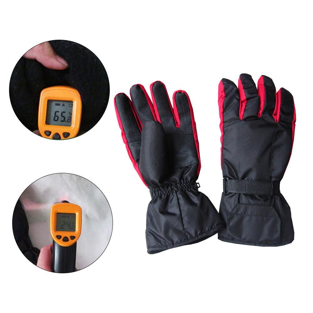 Изображение товара: Зимние перчатки с подогревом, перчатки с подогревом из углеродного волокна, перчатки с подогревом батареи, электрические лыжные теплые перчатки, мотоциклетные перчатки