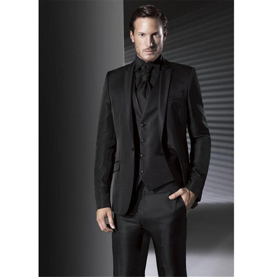 Изображение товара: Новый Классический мужской костюм Smolking Noivo Terno, облегающие вечерние костюмы Easculino для мужчин, черный свадебный смокинг для жениха, блейзер для выпускного вечера