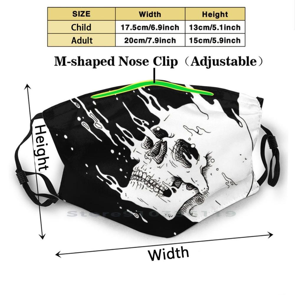 Изображение товара: Течет печати многоразовый Pm2.5 фильтр DIY маска для лица для детей вода течет череп металлический Heavy Metal пузыри