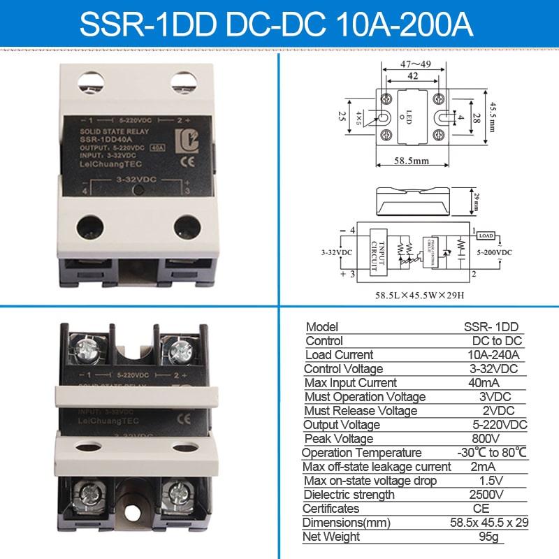 Изображение товара: SSR-10DD Однофазное твердотельное реле 10 А DC-DC реле LeiChuang TEC Новинка