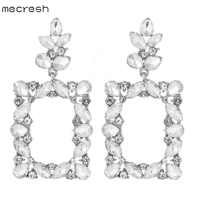 Изображение товара: Mecresh Подвесные серьги с кристаллами, большие длинные квадратные висячие серьги, женские свадебные серьги, ювелирные изделия, оптовая продажа подарков MEH1780