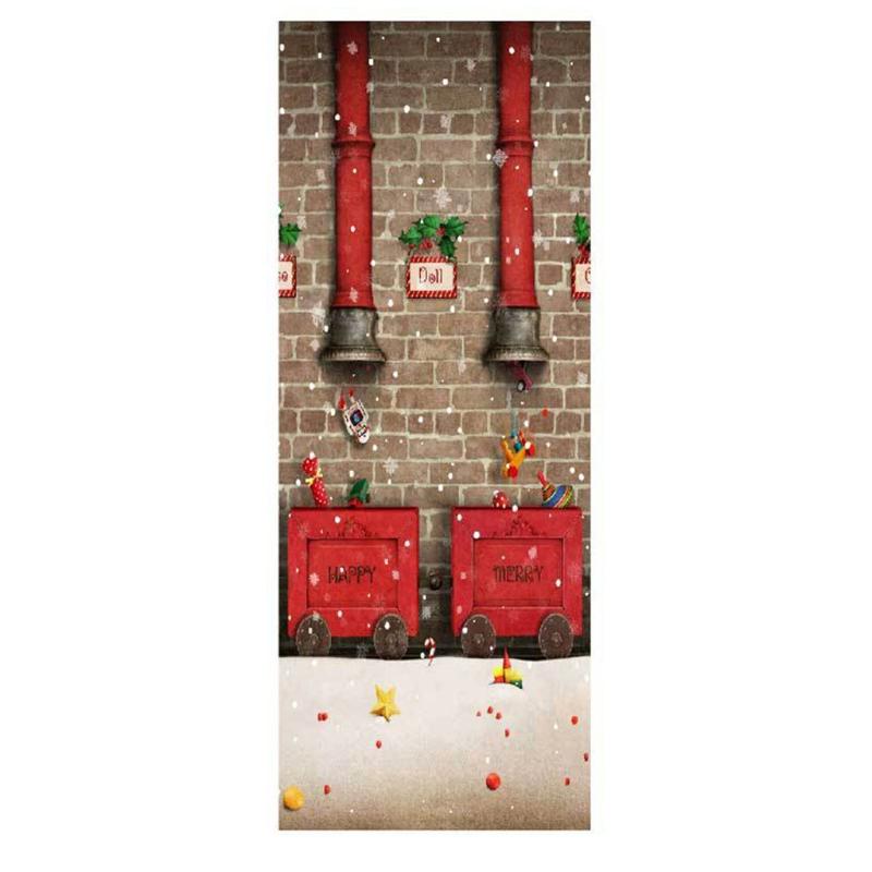 Изображение товара: 77 см/90 см рождественские украшения 3D настенные наклейки Снеговик Санта Клаус Рождественская елка шаблон водонепроницаемые наклейки на дверь
