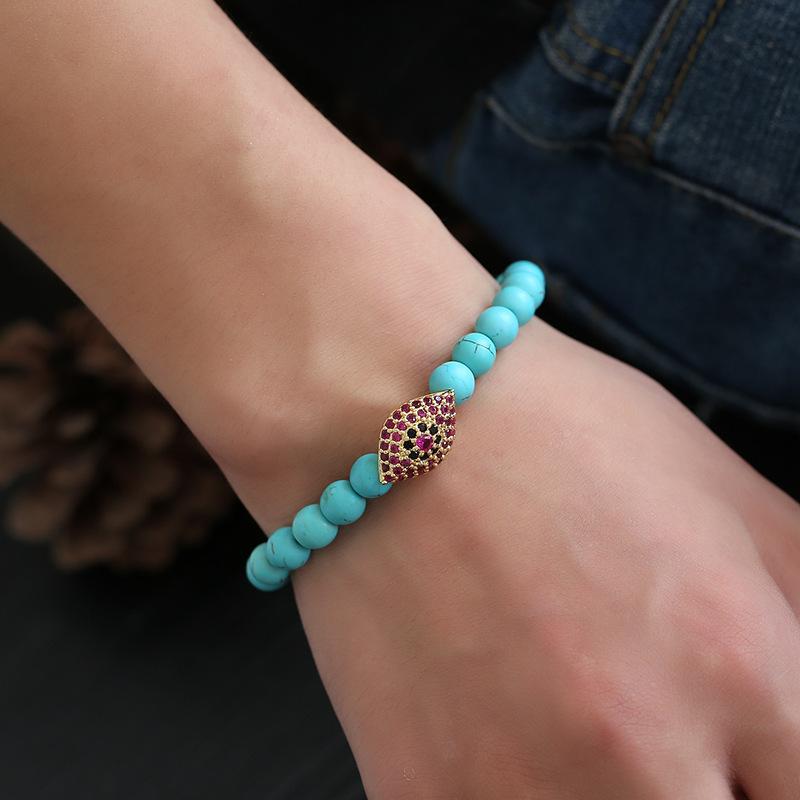 Изображение товара: Женский винтажный браслет из вулканического камня, браслеты с бусинами из натурального камня из нитей голубой лавы, подарочные украшения