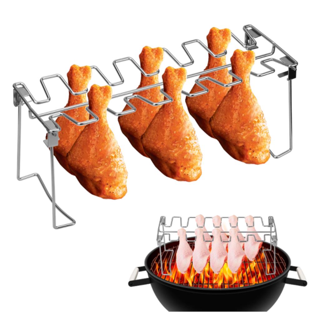 Изображение товара: Складывающаяся стойка для жареной курицы с поддоном, стойка для жареной курицы, поднос для барбекю, стойка для барбекю, принадлежности для барбекю