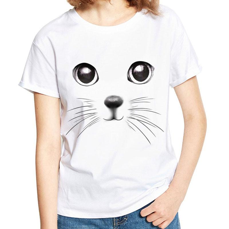 Изображение товара: Модная новинка 2020, крутая футболка для мужчин и женщин, футболка с 3d принтом кота, летние топы с коротким рукавом для влюбленных, футболки, футболки