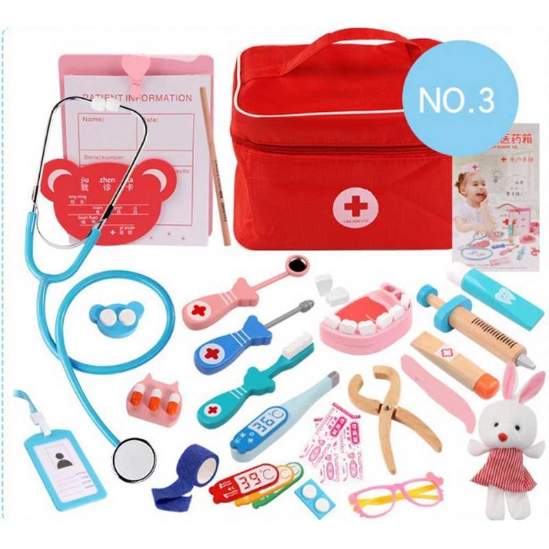 Изображение товара: Детский игрушечный набор доктора, Прочный инструмент для инъекций медсестры, деревянная коробка для моделирования, крепкий Подарочный чехол