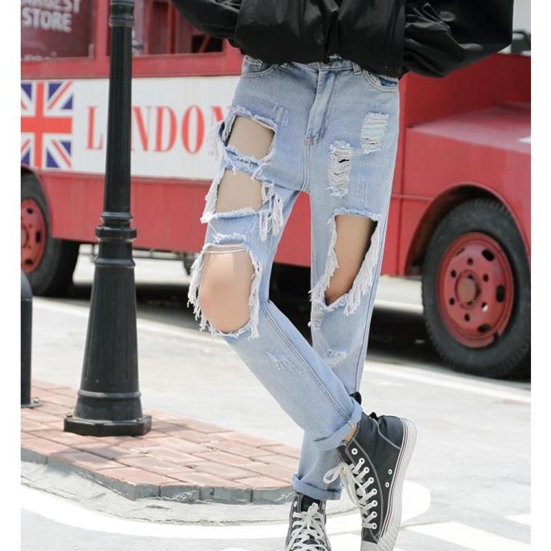 Изображение товара: Весенний и осенний Новый светильник, джинсовые штаны с большими дырками, Мужские штаны в стиле хип-хоп с дырками, Мужские штаны большого размера