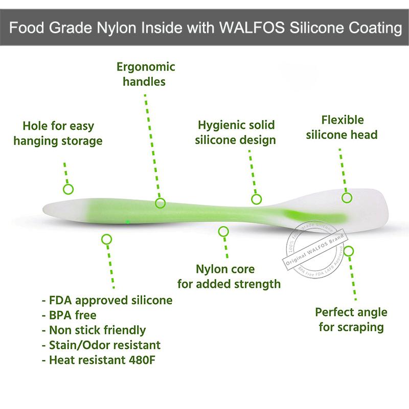 Изображение товара: Кухонные принадлежности WALFOS из пищевого силикона, набор термостойких кухонных принадлежностей, антипригарная лопатка, лопатка, ковш, ложка