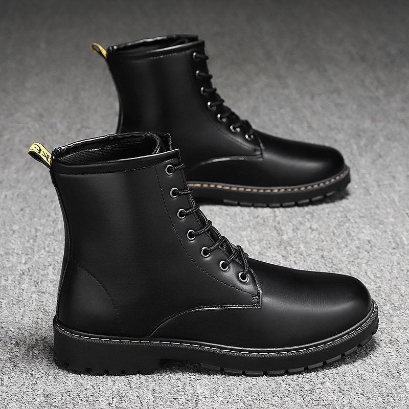 Изображение товара: Ботинки мужские ботинки средней посадки кожаные ботинки с высоким берцем в британском стиле модные мужские ботинки универсальные короткие ботинки кожаные ботинки