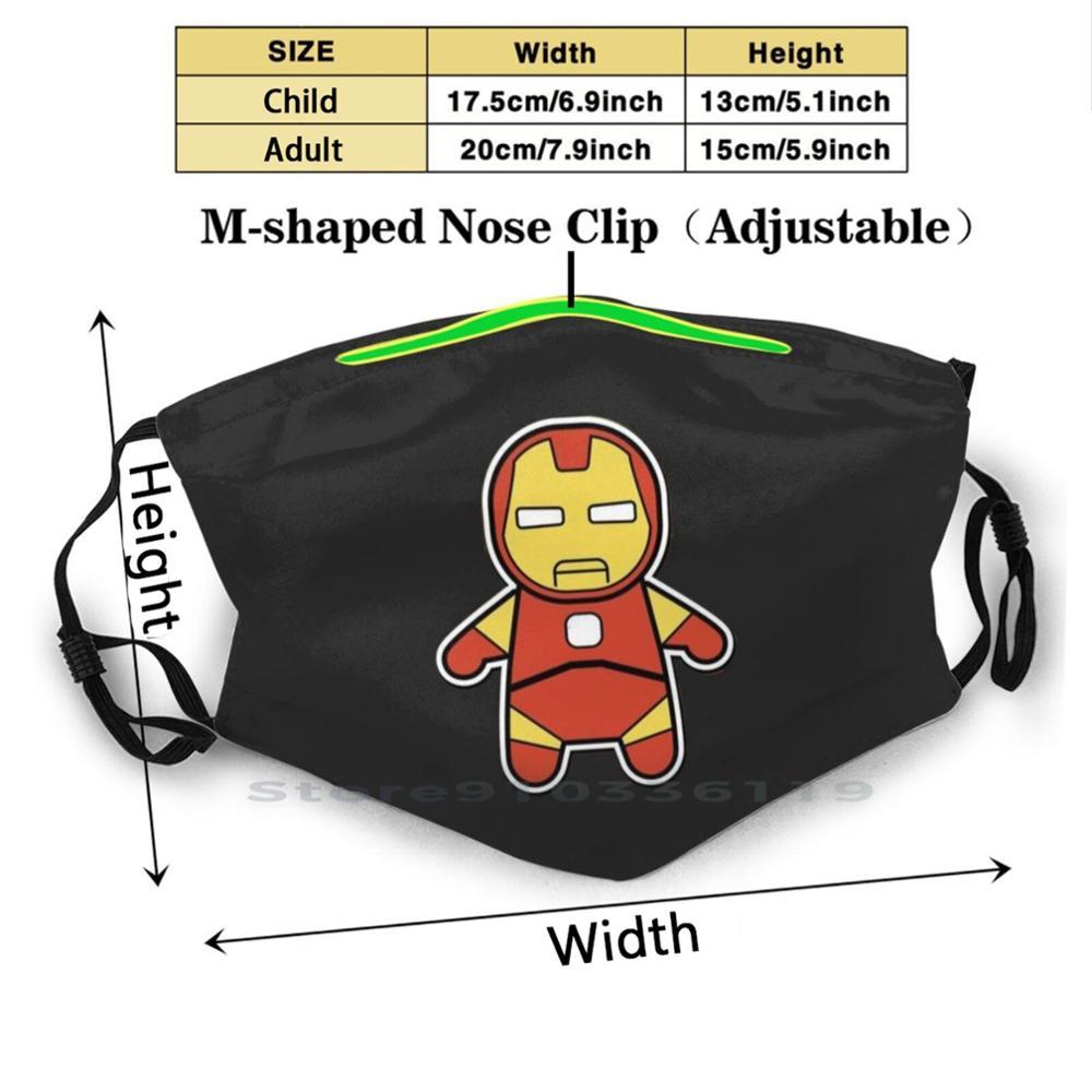 Изображение товара: Многоразовая маска для рта с фильтром Pm2.5 и принтом супер-героев, детская маска для рта «сделай сам», Тони Старк, эндигра, война бесконечности, Петер Паркер Старк, забавная