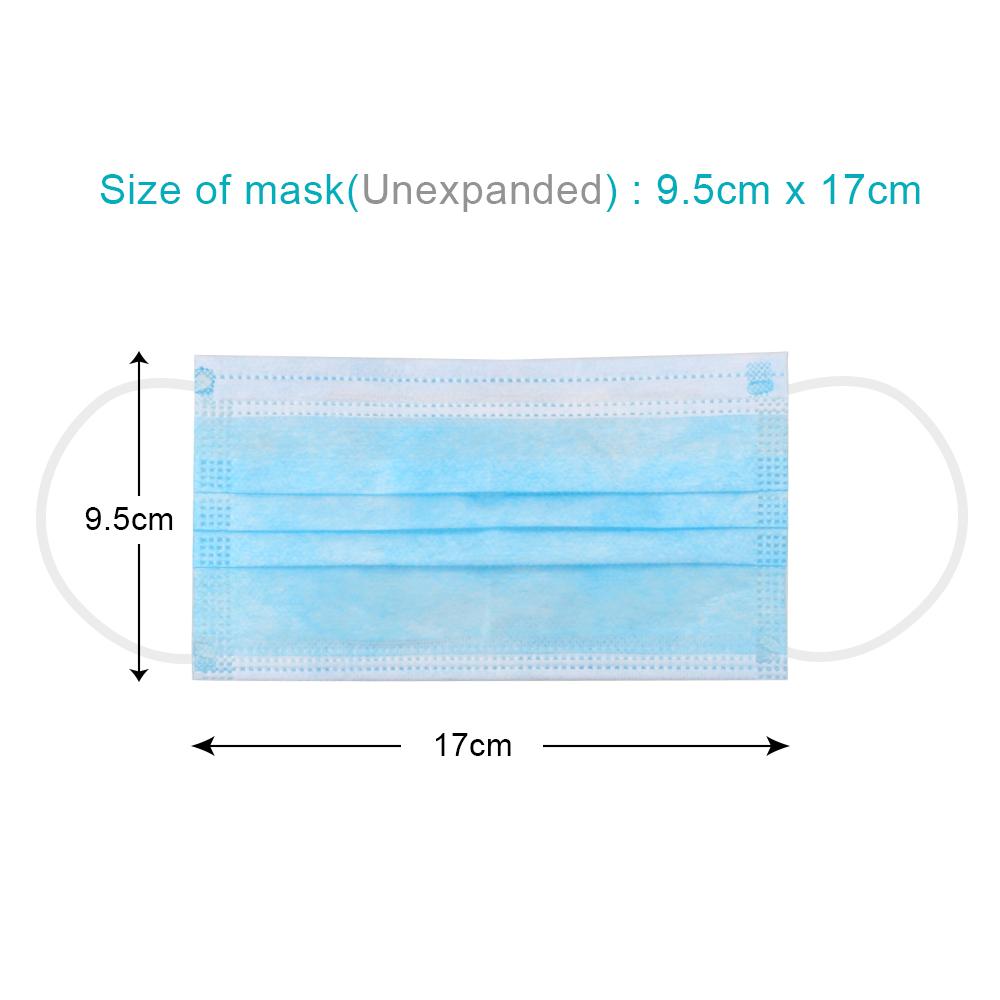 Изображение товара: Быстрая доставка, одноразовая 3-слойная Нетканая дышащая маска для лица, защитная маска с расплавленным фильтром, защитные маски с заушными петлями, защитная маска от бактерий