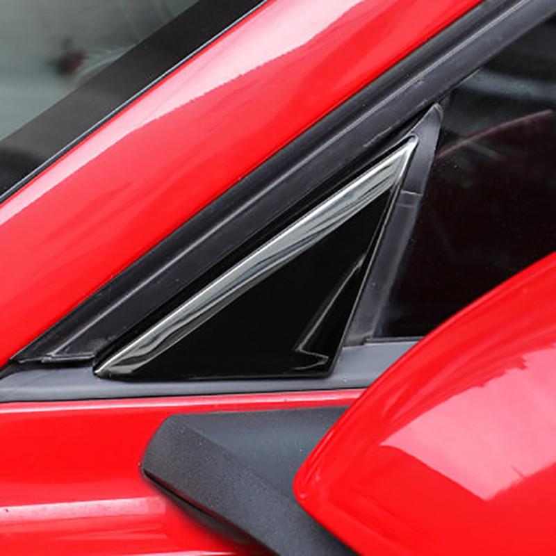 Изображение товара: QHCP, 2 шт., автомобильный Стайлинг, нержавеющая сталь, переднее стекло треугольный декор, крышка, наклейка, автомобиль для Ford Mustang 2015-2020