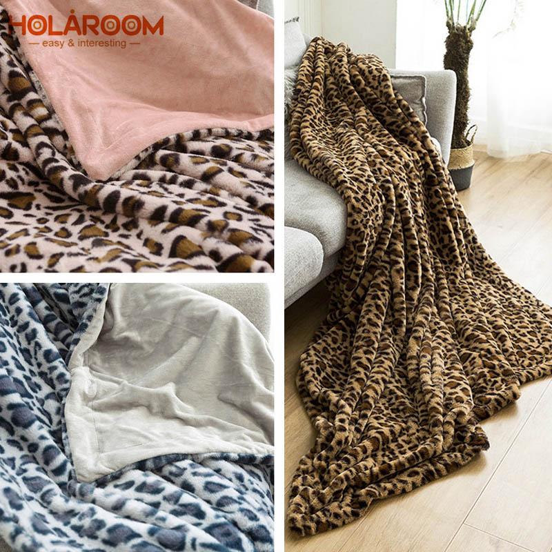 Изображение товара: Двухслойное покрывало с леопардовым узором для дома, дивана, декоративное покрывало для кровати, весна-осень, для путешествий и отдыха