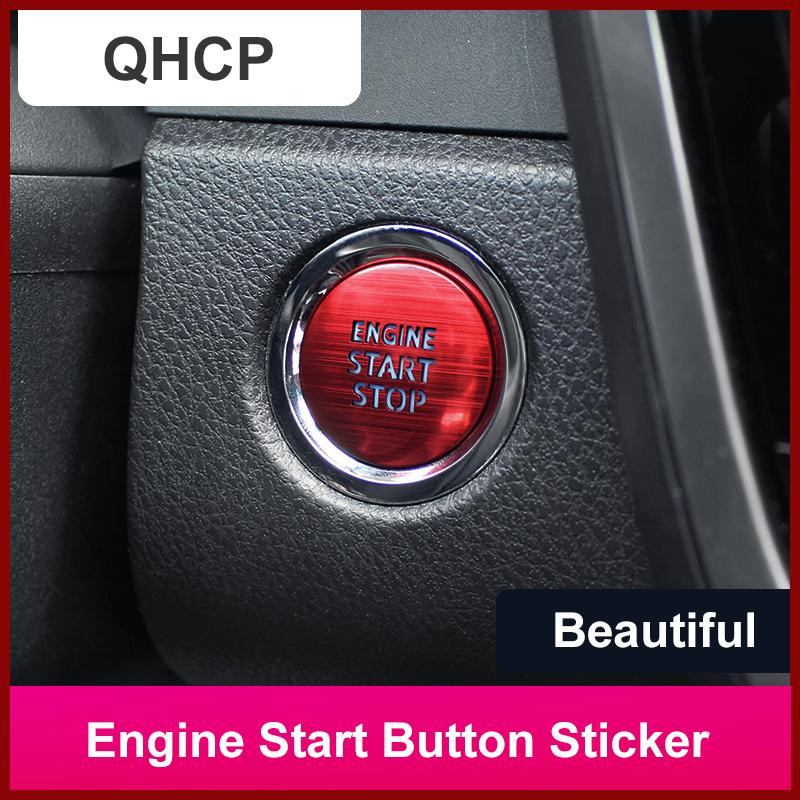 Изображение товара: Наклейка на кнопку старта и остановки двигателя QHCP, крышка переключателя зажигания, алюминиевый сплав для Toyota Avalon 2018 2019, аксессуары для интерьера
