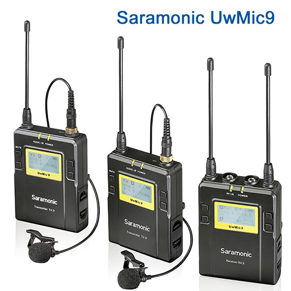 Изображение товара: Микрофон Saramonic UwMic9, петличный микрофон УВЧ, 1 drag, 1/2 drag, 2 видеомикрофона, беспроводной микрофон для цифровых зеркальных камер Canon, Nikon, Sony