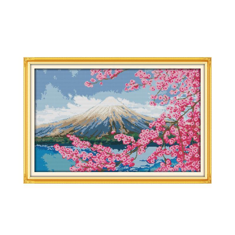 Изображение товара: Набор для вышивки крестом Fuji, чистый запас, японский хлопок, шелк, 18 карат, 14 карат, 11 карат, ручная работа, весна-лето