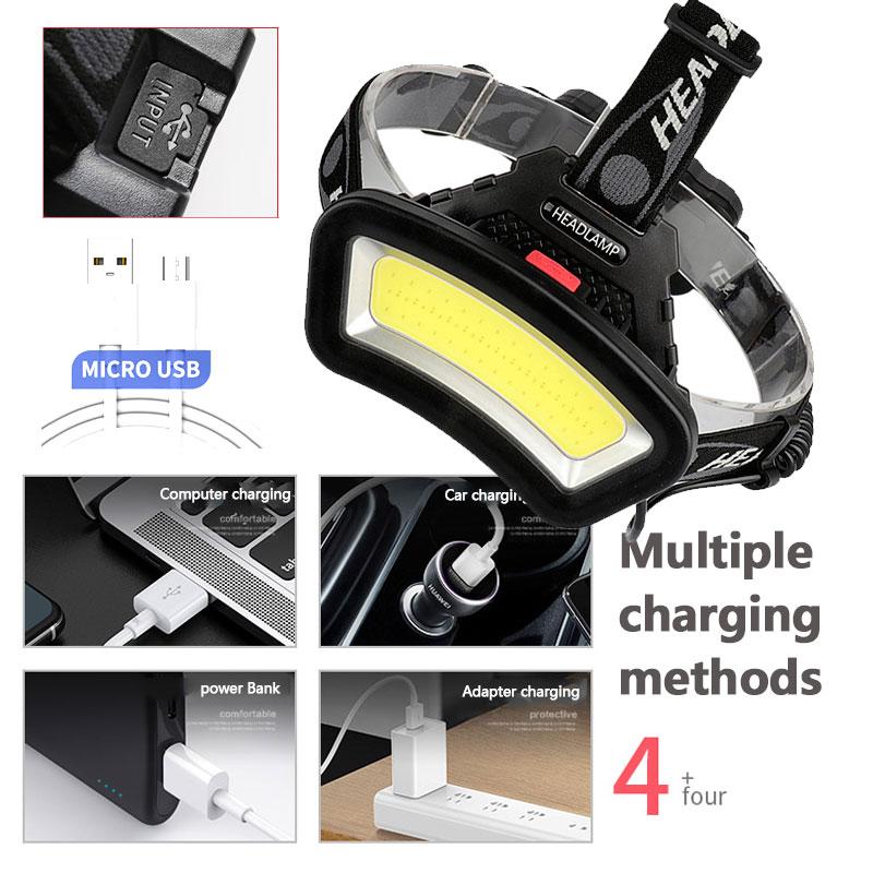 Изображение товара: Светодиодный headlight8000LM USB перезаряжаемые 200 м дальность освещения Широкий формат COB фара Фонари для поход Открытый Применение 2*18650