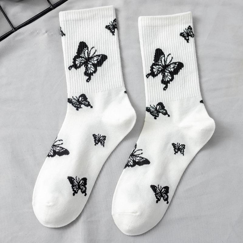Изображение товара: Женские носки в Корейском стиле с бабочками, носки в уличном стиле Харадзюку, женские милые женские носки, женские носки