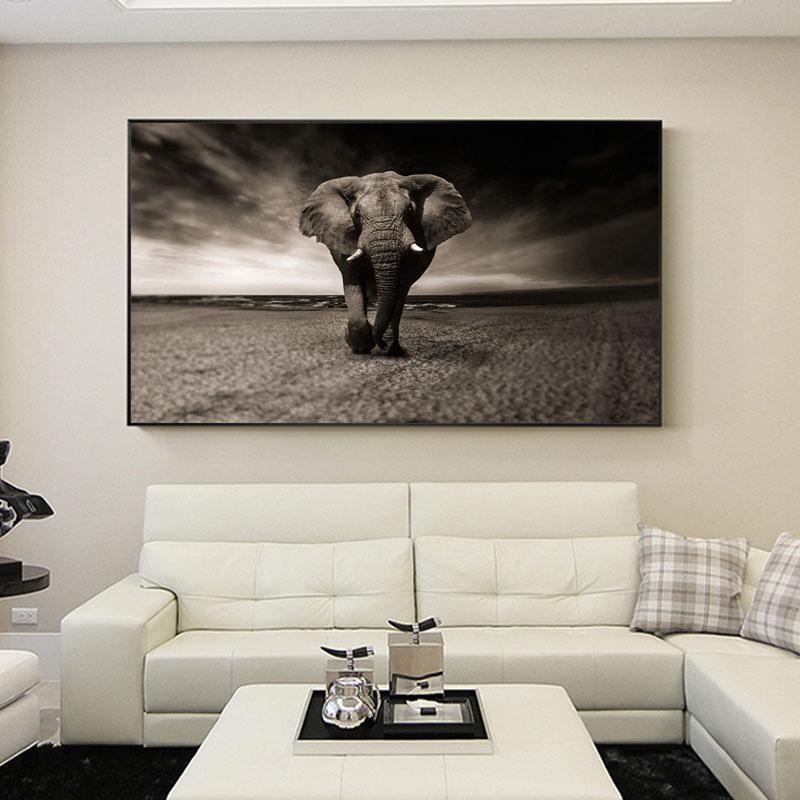 Изображение товара: Декоративный постер с изображением слона и животных, картины на холсте, большая Настенная картина для гостиной, домашний декор, картина