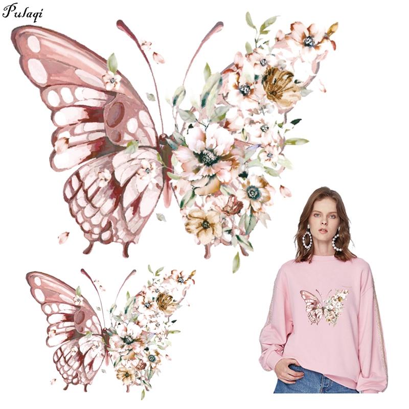 Изображение товара: Цветы, Бабочка, термонаклейки для одежды, мультяшный единорог, термотрансферные виниловые наклейки «сделай сам»