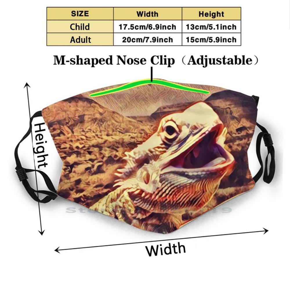 Изображение товара: Пение Beardie взрослых детей моющаяся забавная маска для лица с фильтром Beardy Beardie бородатый дракон ящерица рептилия