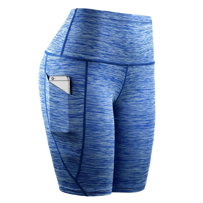 Изображение товара: Шорты женские с высокой талией для йоги, быстросохнущие облегающие эластичные спортивные штаны для бега и тренировок, с косым карманом, 3XL