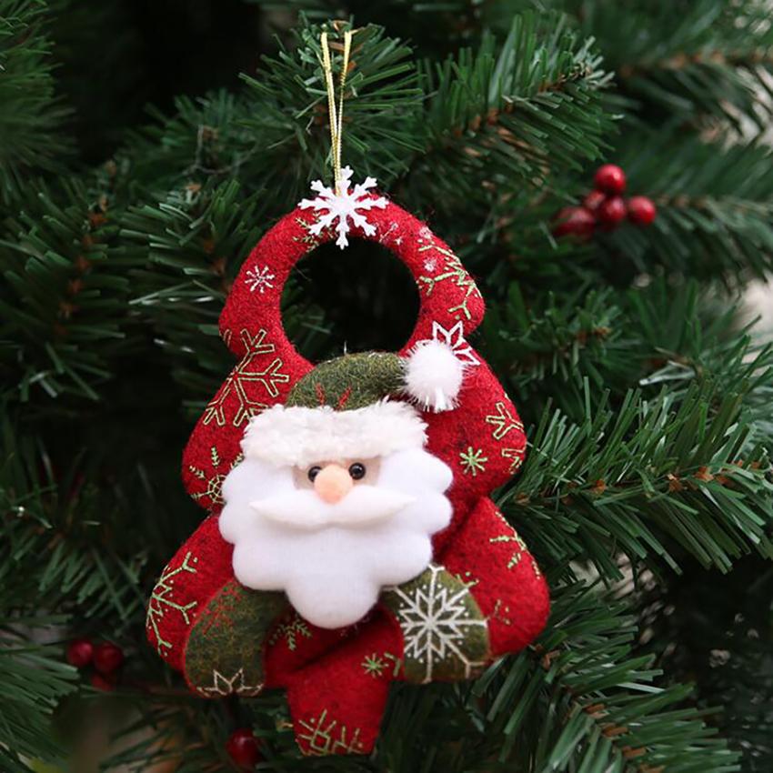Изображение товара: Нетканые Висячие 3D Рождественские елки кулон украшения мультфильм Санта Клаус, снеговик, медведь, Лось рождественские праздничные украшения подарки