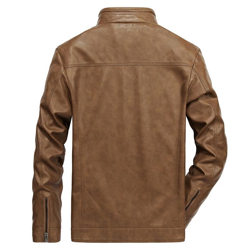 Изображение товара: Новинка 2021, мужские кожаные куртки, пальто из искусственной кожи с воротником-стойкой, модная мужская мотоциклетная кожаная куртка, повседневная мужская брендовая одежда G065