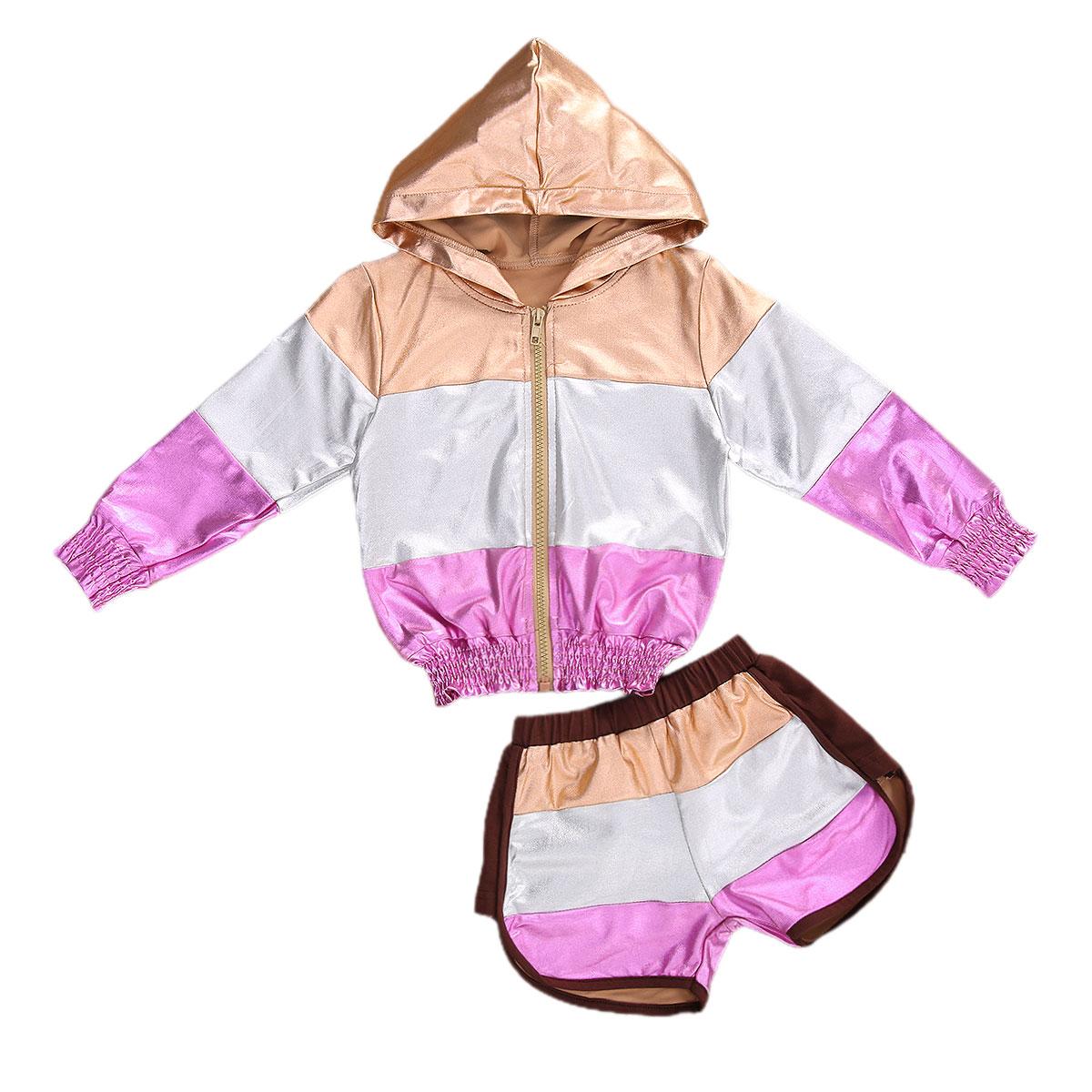 Изображение товара: Комплекты одежды для маленьких девочек; Куртка с капюшоном и длинными рукавами; Шорты; Повседневная одежда на молнии; Комплект одежды с эластичной резинкой на талии